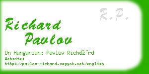 richard pavlov business card